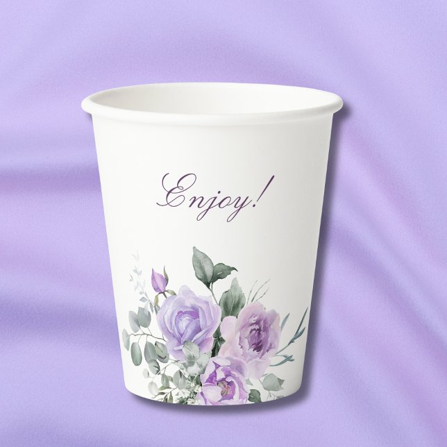 Lavender Floral Peony Brautparty Pappbecher (Von Creator hochgeladen)