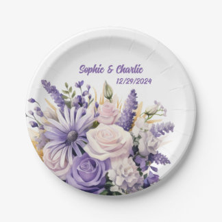 Lavender Floral Personalisiert Wedding Teller