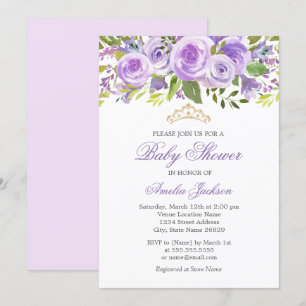 Lavender Floral Rose Girl Baby Dusche Einladung