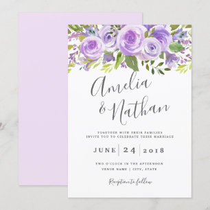 Lavender Floral Rose Hochzeit Einladung