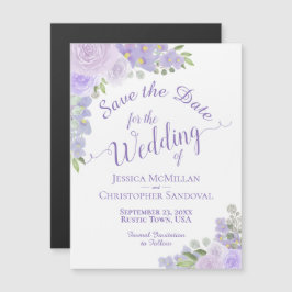 Lavender Floral Save the Date Calligraphy Magnet