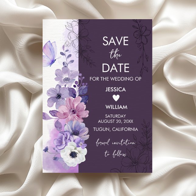 Lavender Floral Save the Date Card (Von Creator hochgeladen)