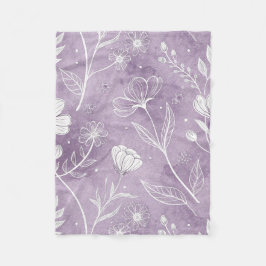 Lavender Floral Small Fleece Blanket