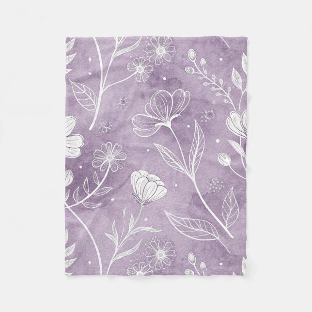 Lavender Floral Small Fleece Blanket (Vorderseite)