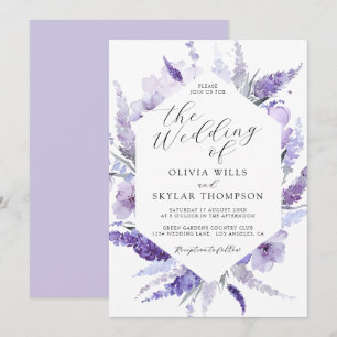 Lavender Floral Watercolor Botanical Boho Wedding Einladung