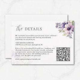 Lavender Floral Wedding Details Card QR Code Begleitkarte