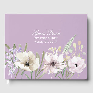 Lavender Floral Wedding Guest Book Gästebuch