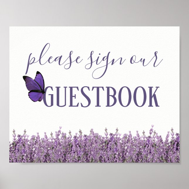 Lavender Floral Wedding Guestbook Sign Poster (Vorne)