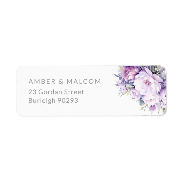 Lavender Floral Wedding Return Address Label (Vorne)