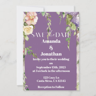 Lavender Floral Wedding Speichern Sie die Datumska Einladung