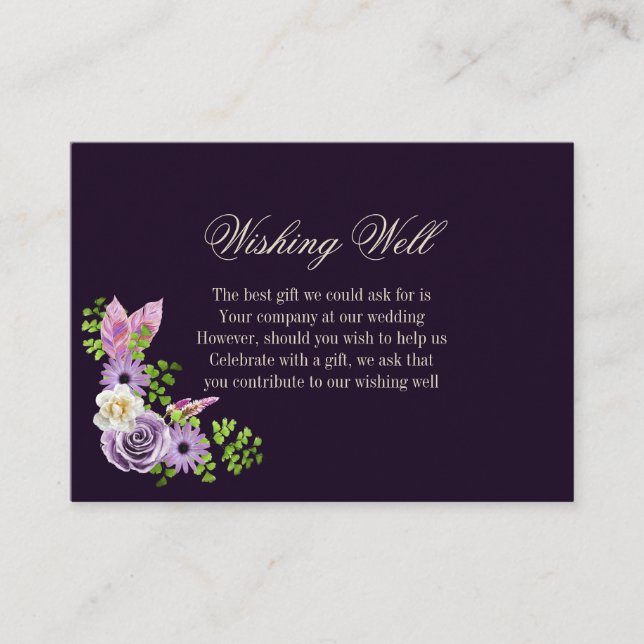 Lavender Floral Wedding wünschend gut Begleitkarte (Vorderseite)