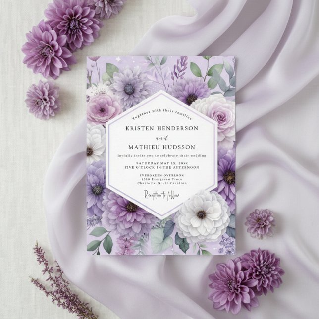 Lavender Floral Whimsy Wedding Einladung (Von Creator hochgeladen)