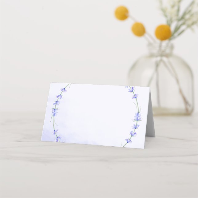 Lavender Floral Wreath Watercolor Wedding Platzkarte (Vorderseite)