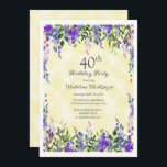 Lavender Floral Yellow 40. Geburtstags-Party Einladung<br><div class="desc">Hübsche und feminine Lavendel Aquarellblume auf der 40. Party Einladung der Gelbfrauen. Kontaktieren Sie mich,  um Hilfe bei Ihren Anpassungen zu erhalten oder um zusätzliche Matching oder Koordination von Zazzle-Produkten für Ihr Party anzufordern.</div>