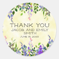 Lavender Floral Yellow Wedding Danke Sticker