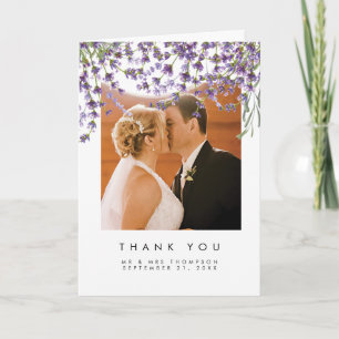 lavender florale Hochzeit danke Ihnen Fotokarte
