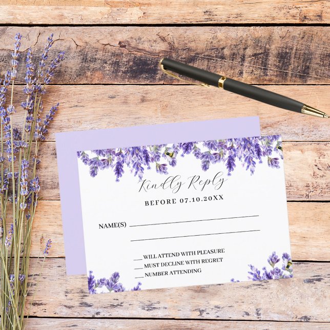 Lavender florals Hochzeit RSVP Reaktion (Von Creator hochgeladen)