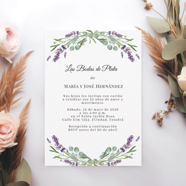 Lavender Florals Invitación Bodas de Plata Einladung (Von Creator hochgeladen)
