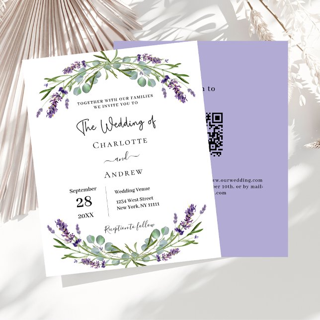 Lavender florals QR UAWG Budget Einladung Hochzeit (Von Creator hochgeladen)
