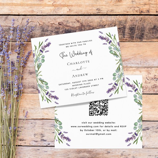 Lavender florals QR UAWG Budget Einladung Hochzeit (Von Creator hochgeladen)