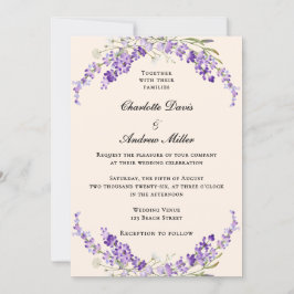 Lavender flowers champage cream wedding einladung