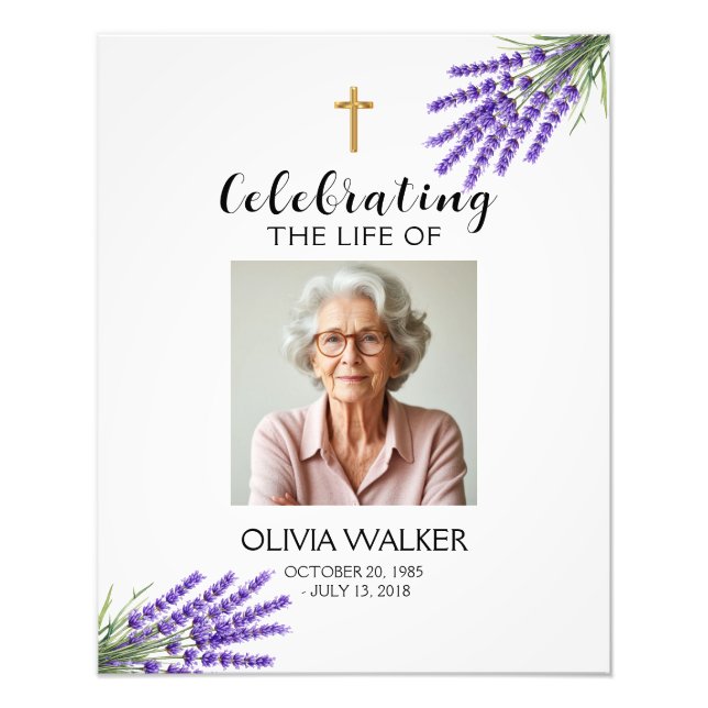 Lavender Foto Begräbniszeichen (Vorne)