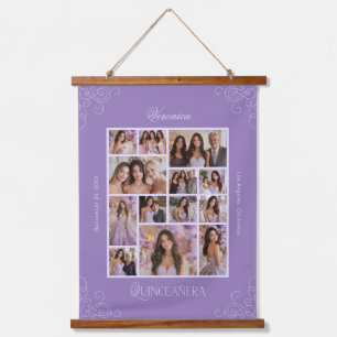 Lavender Foto Collage Keepake Quinceanera Wandteppich Mit Holzrahmen