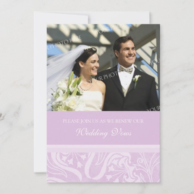 Lavender Foto Hochzeitstag Erneuerbare Einladungen (Vorderseite)