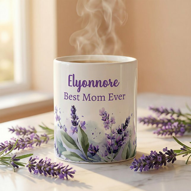 Lavender Frühling Floral Beste Mama überhaupt Kaffeetasse (Von Creator hochgeladen)
