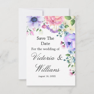 Lavender Garden Watercolor Floral Wedding Announce