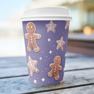 Lavender Gingerbread Man Holiday Paper Cup Set Pappbecher
