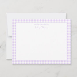 Lavender Gingham Karo Baby Flat Vielen Dank Dankeskarte