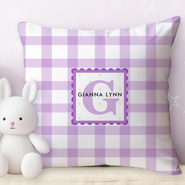 Lavender Gingham Mit Monogramm Kissen (Von Creator hochgeladen)