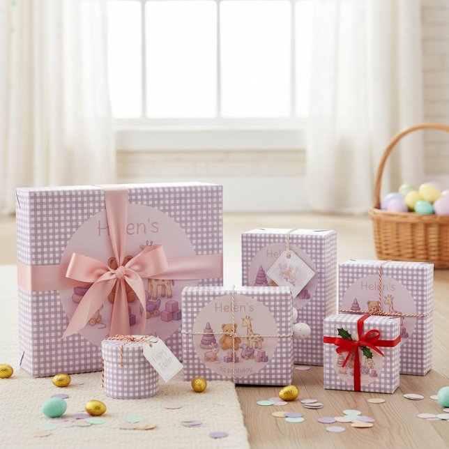 Lavender Gingham Wrapping Paper Geschenkpapier (Von Creator hochgeladen)