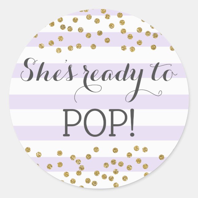 Lavender Girl Babydusche Sprinkle Bereit zum Pop Runder Aufkleber (Vorderseite)
