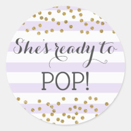Lavender Girl Babydusche Sprinkle Bereit zum Pop Runder Aufkleber