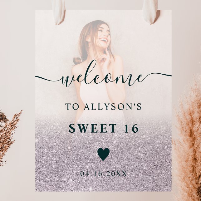 Lavender Glitzer ombre Foto Sweet 16 willkommen Poster (Von Creator hochgeladen)