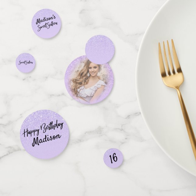 Lavender Glitzer Sweet 16 Foto Sparkle Confetti Konfetti (Gruppe)
