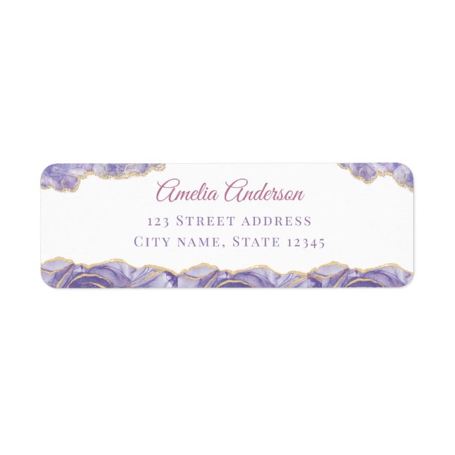 Lavender Gold Agate Return Address Labels (Vorne)