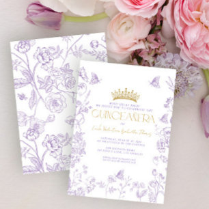 Lavender Gold Butterfly Quinceañera Quince Años Einladung
