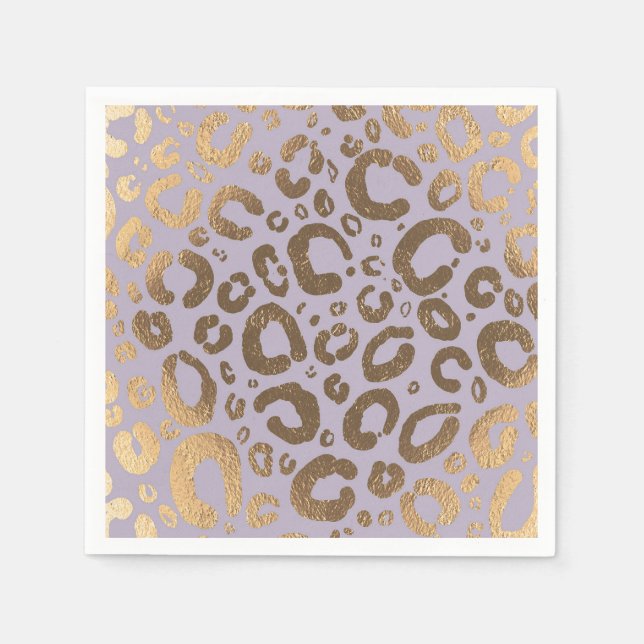 Lavender Gold Cream Glam Leopard Print Baby Dusche Serviette (Vorderseite)
