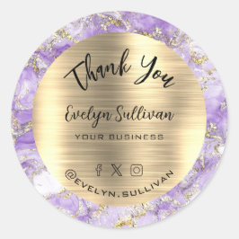 Lavender Gold Fluid Marble Vielen Dank Runder Aufkleber