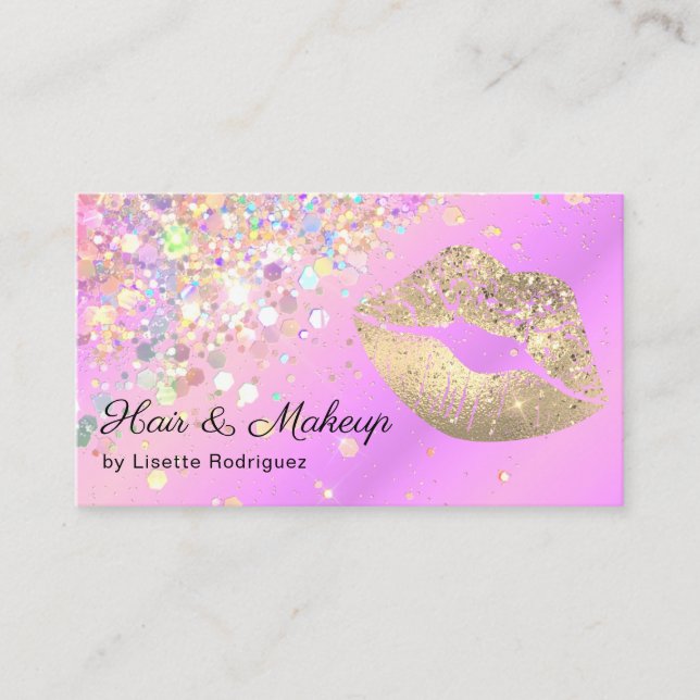 Lavender Gold Lip Gloss Makeup Artist Glitzer Visitenkarte (Vorderseite)