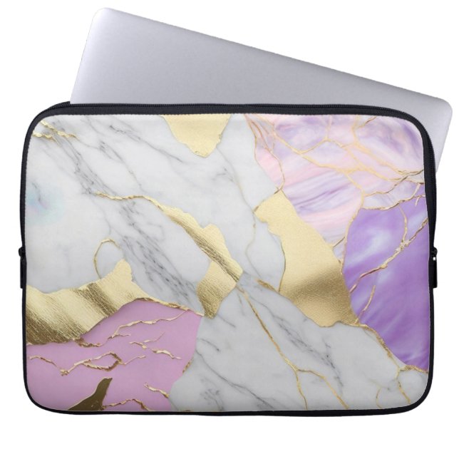 Lavender & Gold Marble Luxe Laptopschutzhülle (Vorderseite)