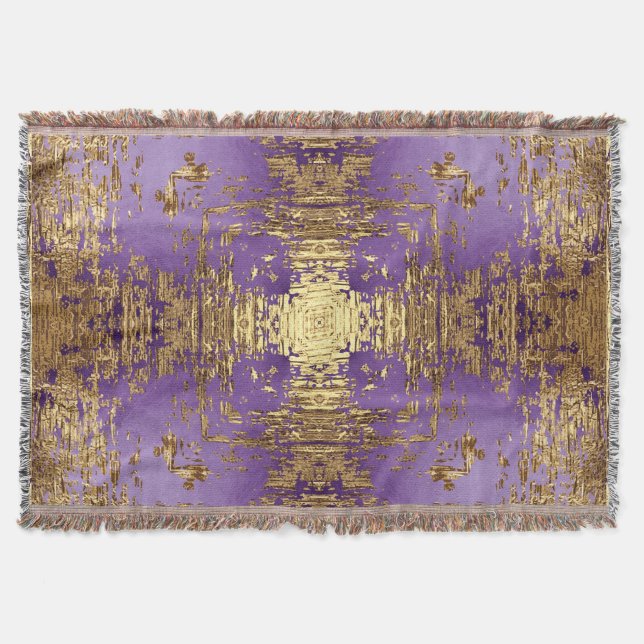 Lavender Gold Metallic Kaleidoscope Throw Blanket Decke (Vorderseite)