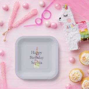 Lavender Gold Pink Lila Einhorn Geburtstag Pappteller