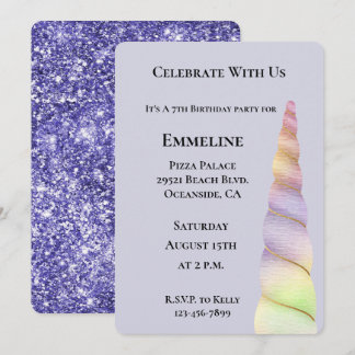 Lavender Gold Pink Lila Limone Einhorn Geburtstag Einladung