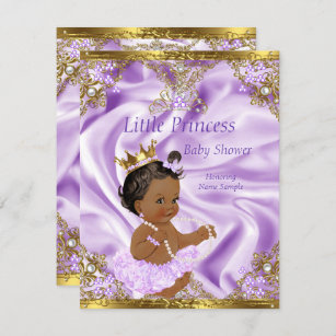 Lavender Gold Princess Baby Dusche Ethnic Girl Einladung