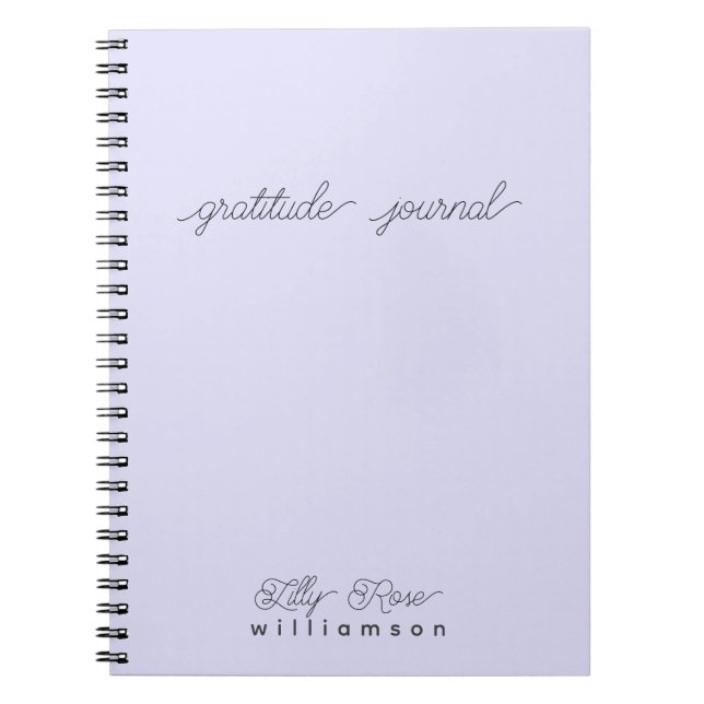 Lavender Gratitude Journal, Niedliche Skripttypogr Notizblock (Vorderseite)