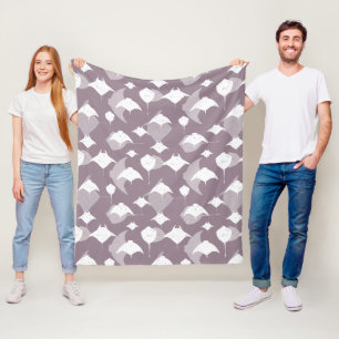 Lavender Grau und Weiß Manta Ray und Stingray Fleecedecke